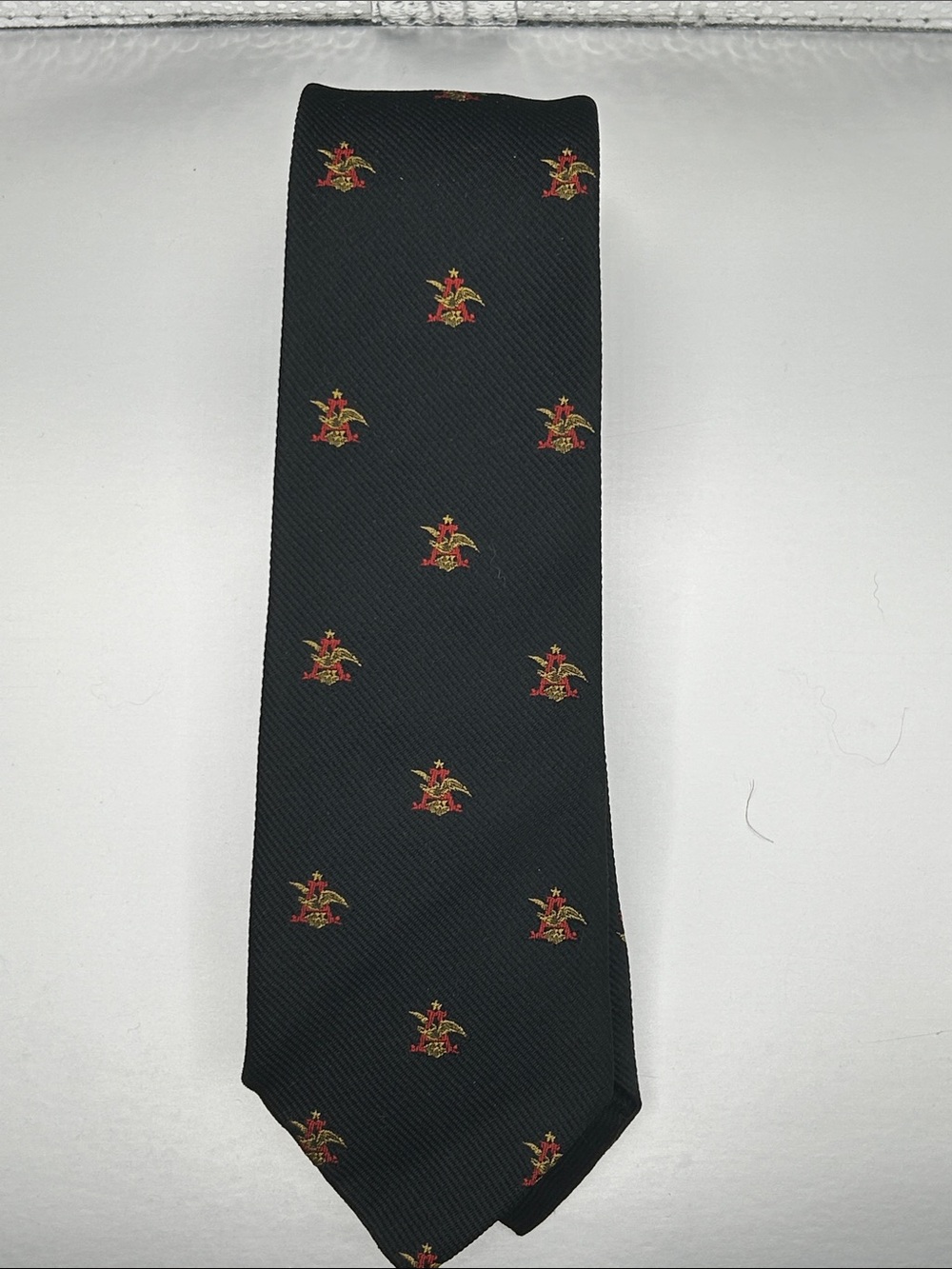 Vintage Anheuser Bush Black Tie with Logos by Jennings Jones Ltd NYC 3” wide